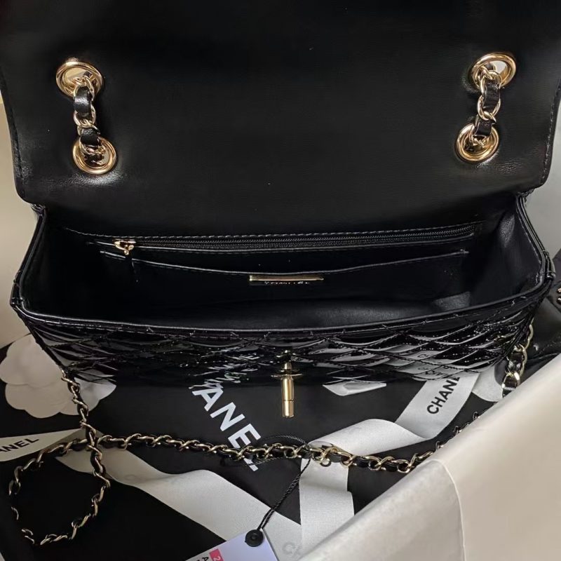 Chanel AS4648 Flap Bag Star Coin Purse Mirrored Calfskin Metallic Calfskin & Gold Metallic Black - Image 7