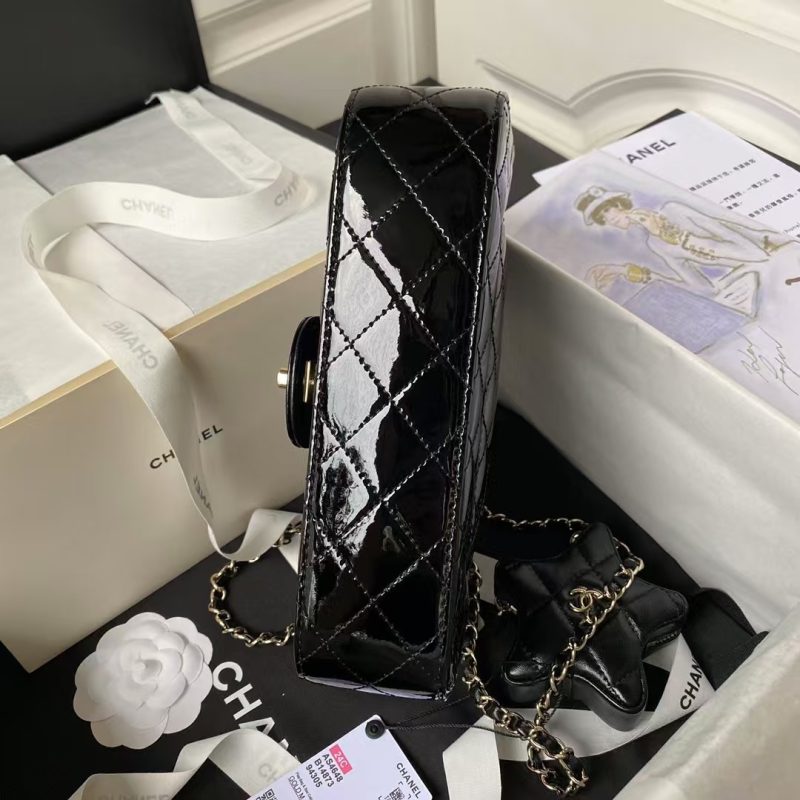 Chanel AS4648 Flap Bag Star Coin Purse Mirrored Calfskin Metallic Calfskin & Gold Metallic Black - Image 5