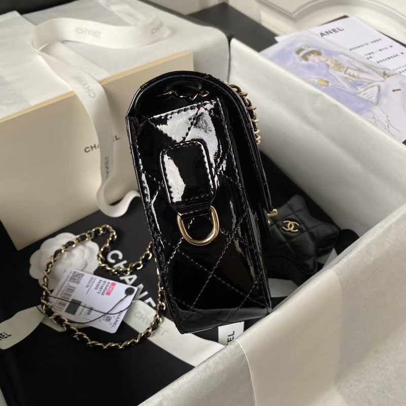 Chanel AS4648 Flap Bag Star Coin Purse Mirrored Calfskin Metallic Calfskin & Gold Metallic Black - Image 6