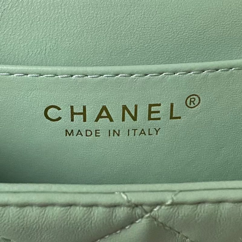 Chanel 24C Vintage Logo Small Quilted Lambskin Shoulder Bag AS4609 Green - Image 7