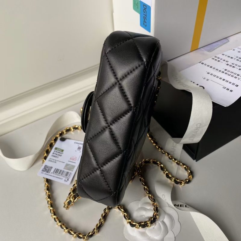 Chanel AS4847 Mini Flap Bag With Top Handle Lambskin Resin Black - Image 6
