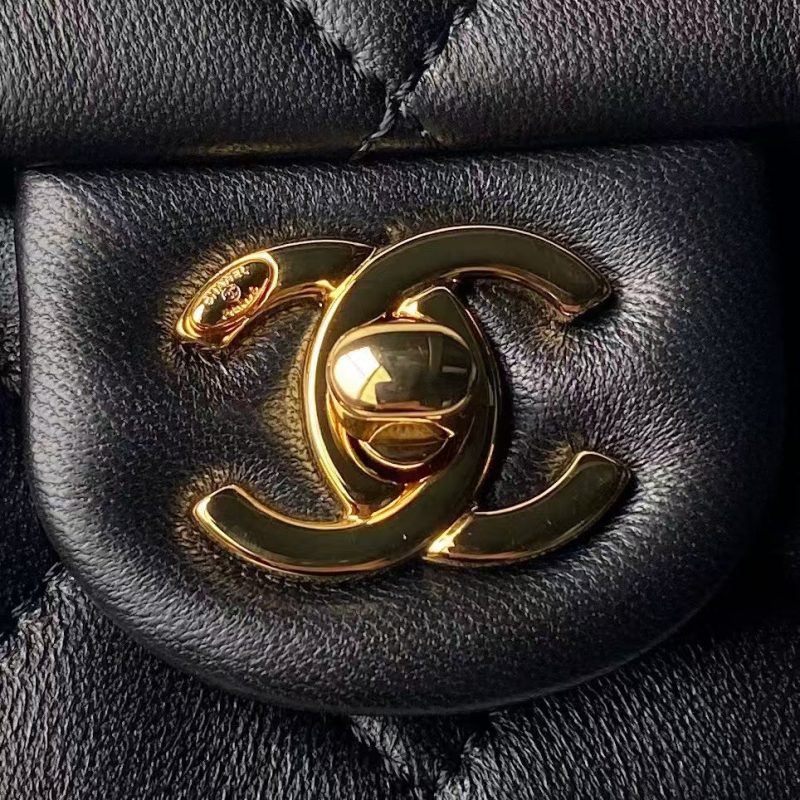 Chanel AS4847 Mini Flap Bag With Top Handle Lambskin Resin Black - Image 3