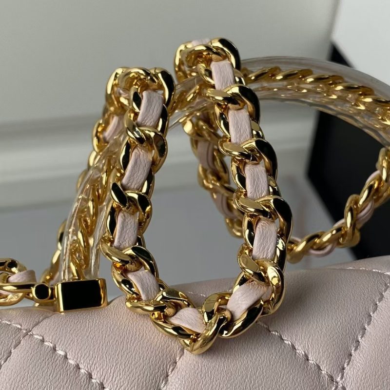 Chanel AS4847 Mini Flap Bag With Top Handle Lambskin Resin Pink - Image 6