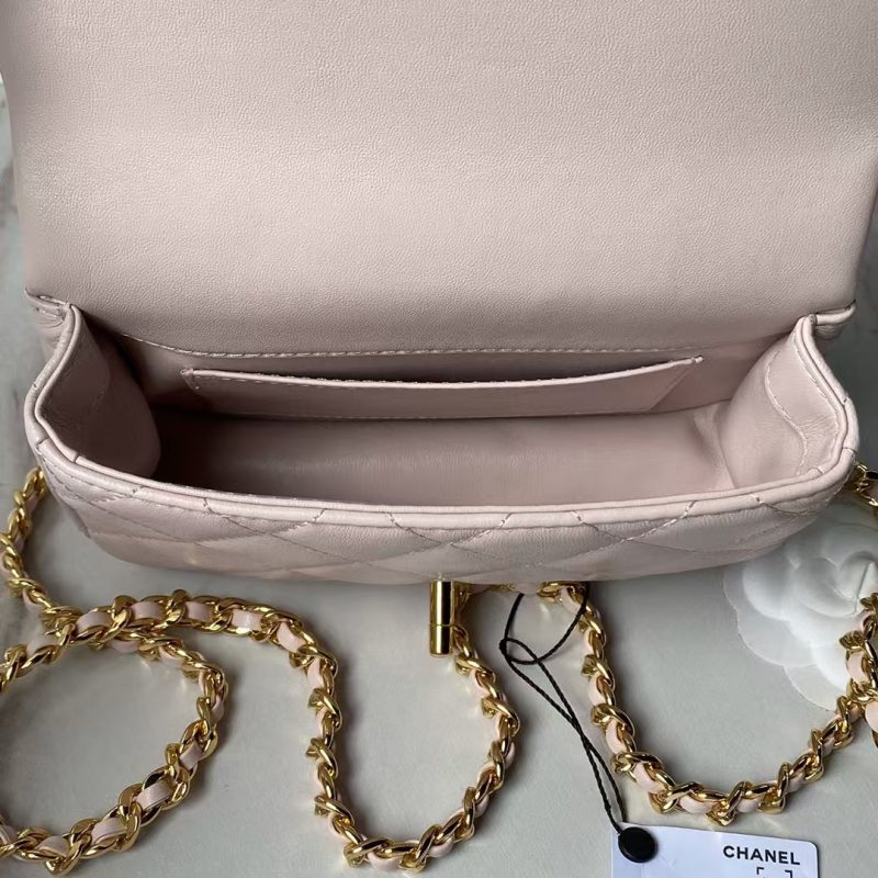 Chanel AS4847 Mini Flap Bag With Top Handle Lambskin Resin Pink - Image 8