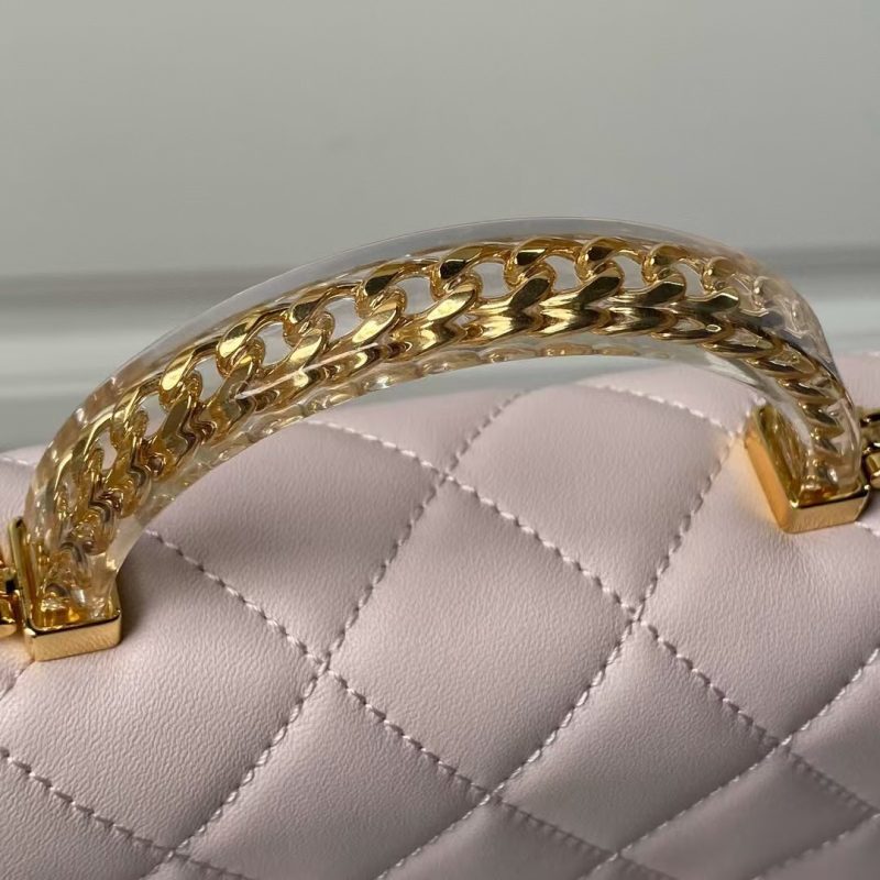 Chanel AS4847 Mini Flap Bag With Top Handle Lambskin Resin Pink - Image 5
