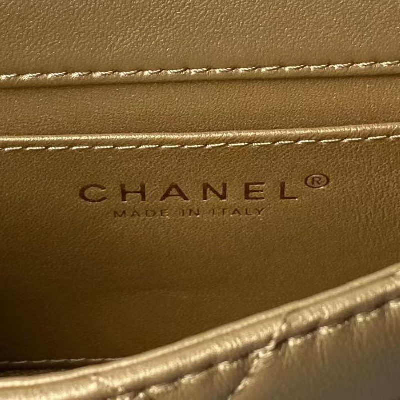 Chanel AS4847 Mini Flap Bag With Top Handle Lambskin Resin Gold - Image 9
