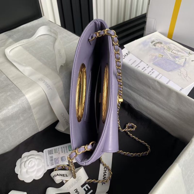 Chanel 24B AS5038 Lambskin Clutch Purple - Image 4