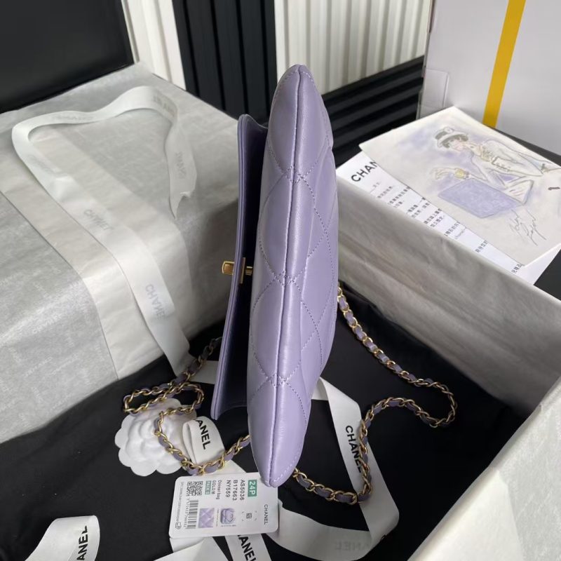 Chanel 24B AS5038 Lambskin Clutch Purple - Image 5