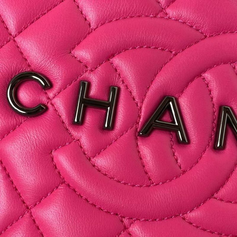 Chanel 24C AS4579 Star Bag Fuchsia and Black Satin Black Metal Hardware - Image 3