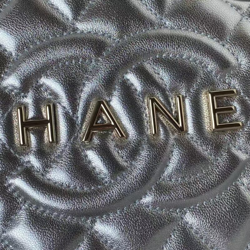 Chanel 24C AS4579 Star Bag Metallic Silver Lambskin Gold Hardware - Image 3