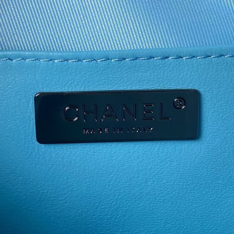 Chanel 24C AS4579 Star Bag Sky Blue and Black Satin Black Metal Hardware - Image 8