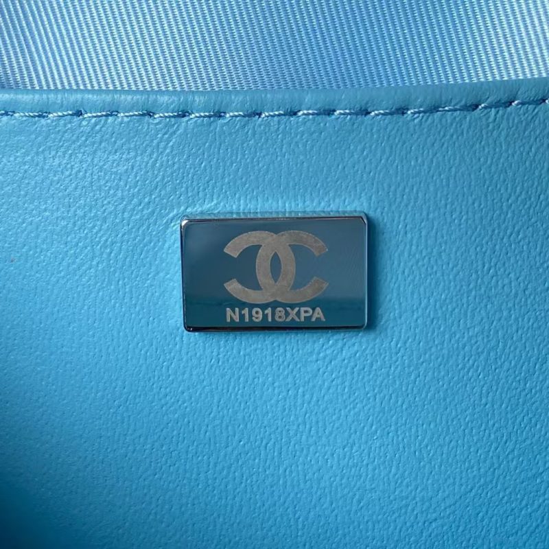 Chanel 24C AS4579 Star Bag Sky Blue and Black Satin Black Metal Hardware - Image 9