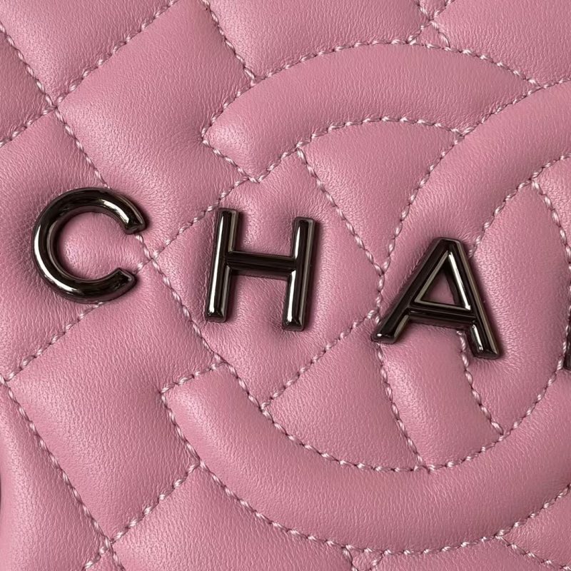 Chanel 24C AS4579 Star Bag Pink and Black Satin Black Metal Hardware - Image 3