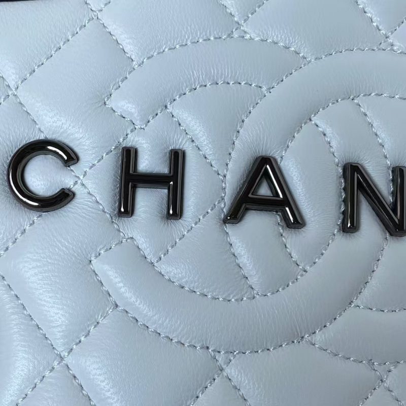 Chanel 24C AS4579 Star Bag White and Black Satin Black Metal Hardware - Image 3