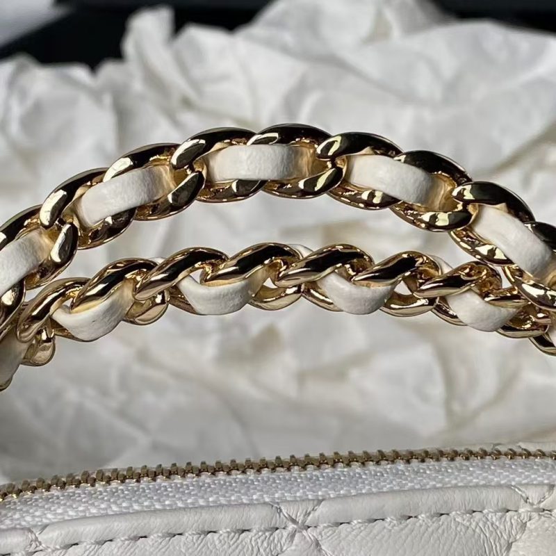 Chanel 24B AP3354 Calfskin Chain Clutch White - Image 6