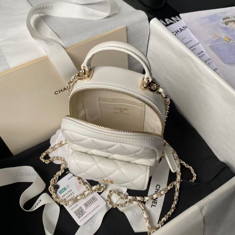 Chanel 24C AP3573 Mini Backpack Lambskin Gold Metal White - Image 4