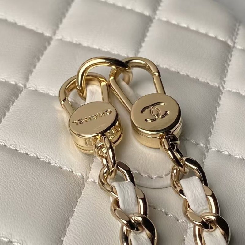 Chanel 24C AP3573 Mini Backpack Lambskin Gold Metal White - Image 7