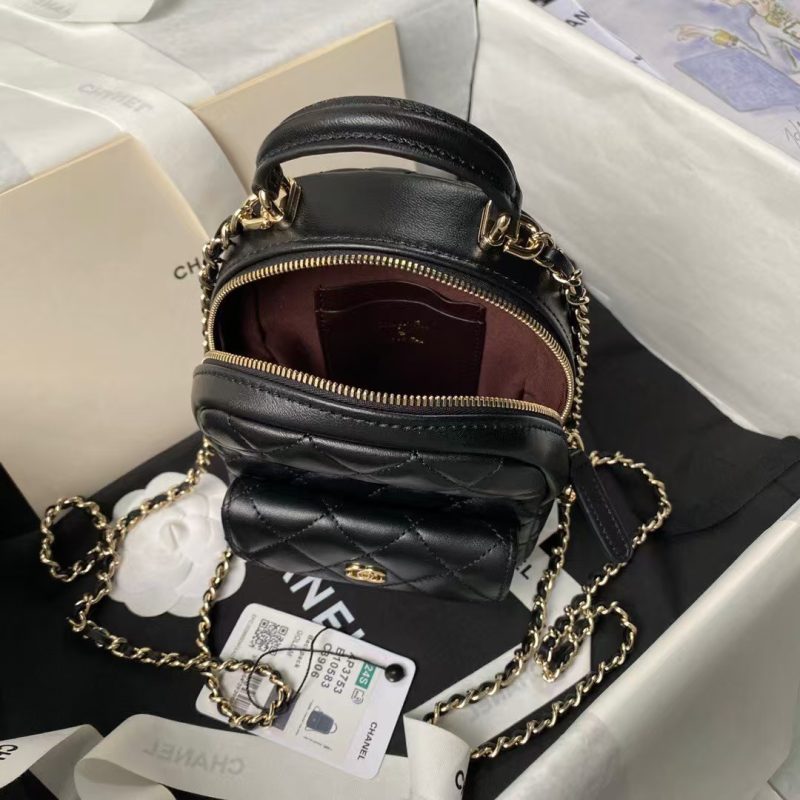 Chanel 24C AP3573 Mini Backpack Lambskin Gold Metal Black - Image 4