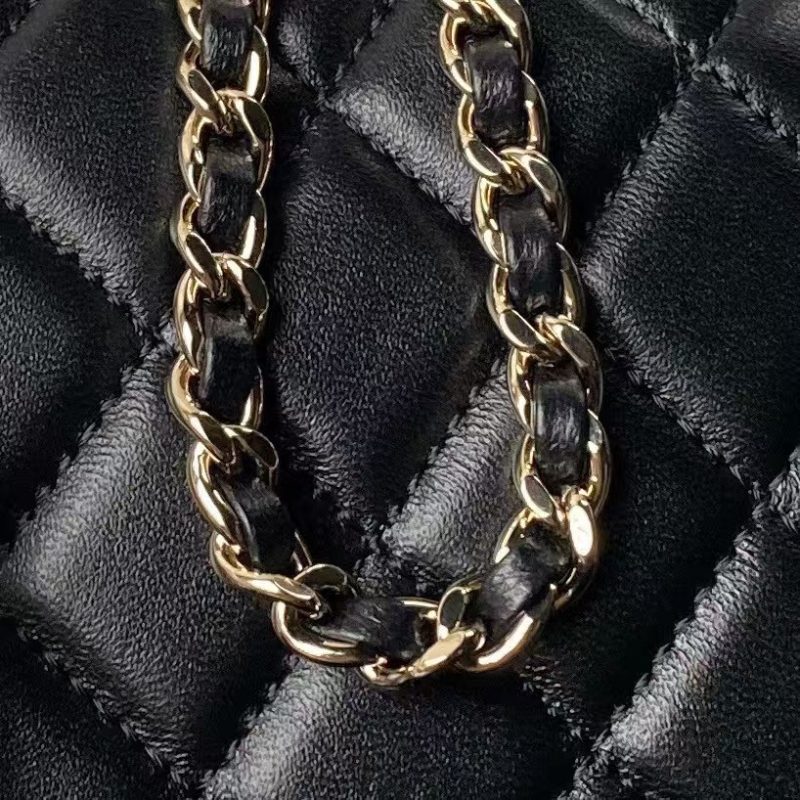 Chanel 24C AP3573 Mini Backpack Lambskin Gold Metal Black - Image 8