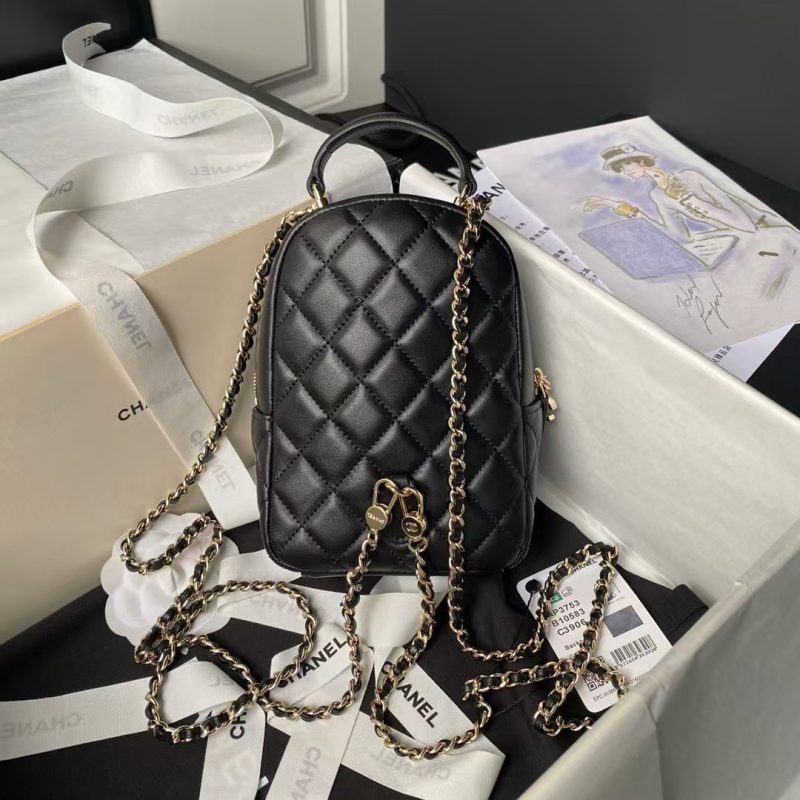Chanel 24C AP3573 Mini Backpack Lambskin Gold Metal Black - Image 2