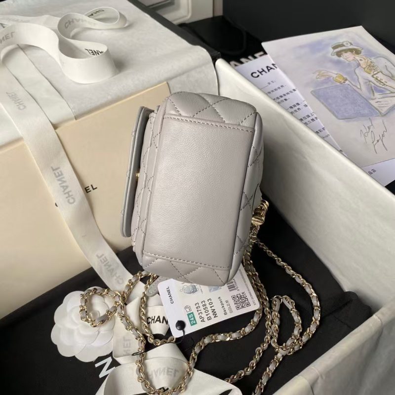 Chanel 24C AP3573 Mini Backpack Lambskin Gold Metal Grey - Image 8