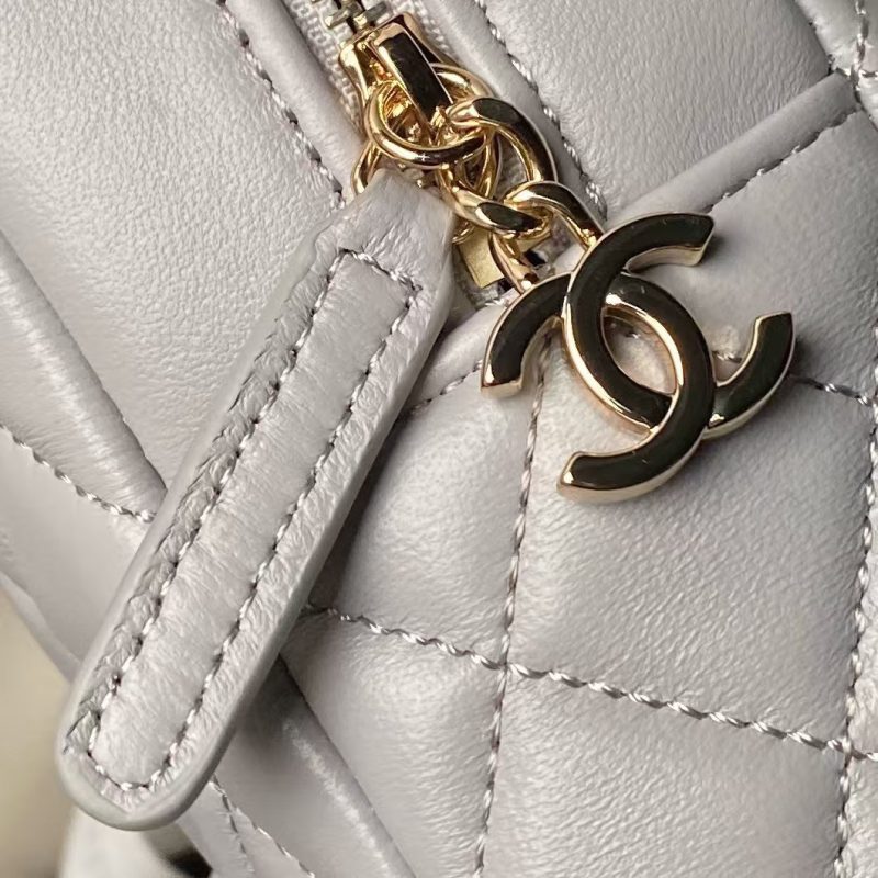 Chanel 24C AP3573 Mini Backpack Lambskin Gold Metal Grey - Image 6