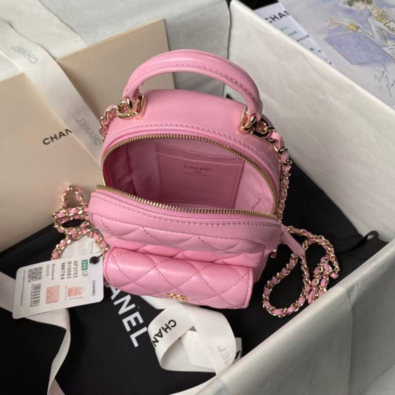 Chanel 24C AP3573 Mini Backpack Lambskin Gold Metal Pink - Image 4