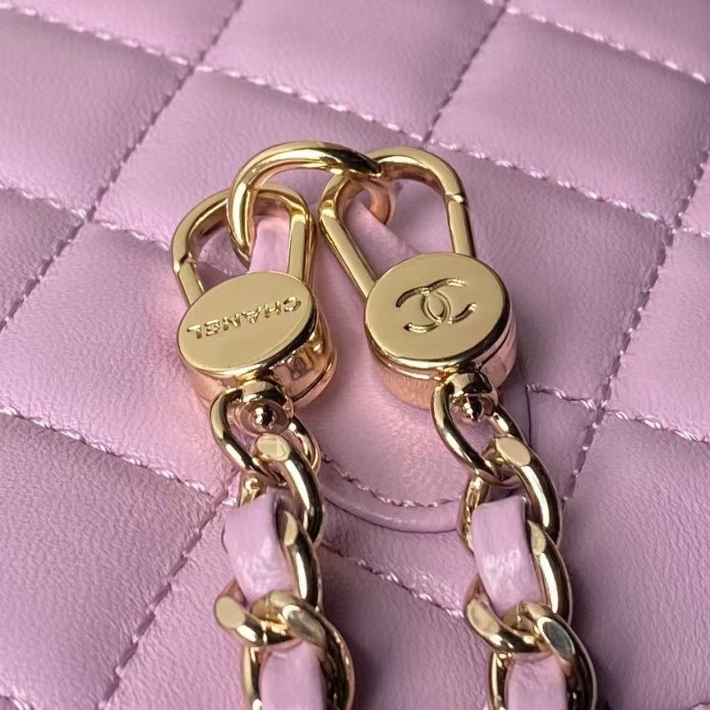 Chanel 24C AP3573 Mini Backpack Lambskin Gold Metal Purple - Image 5