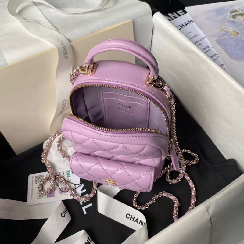 Chanel 24C AP3573 Mini Backpack Lambskin Gold Metal Purple - Image 4