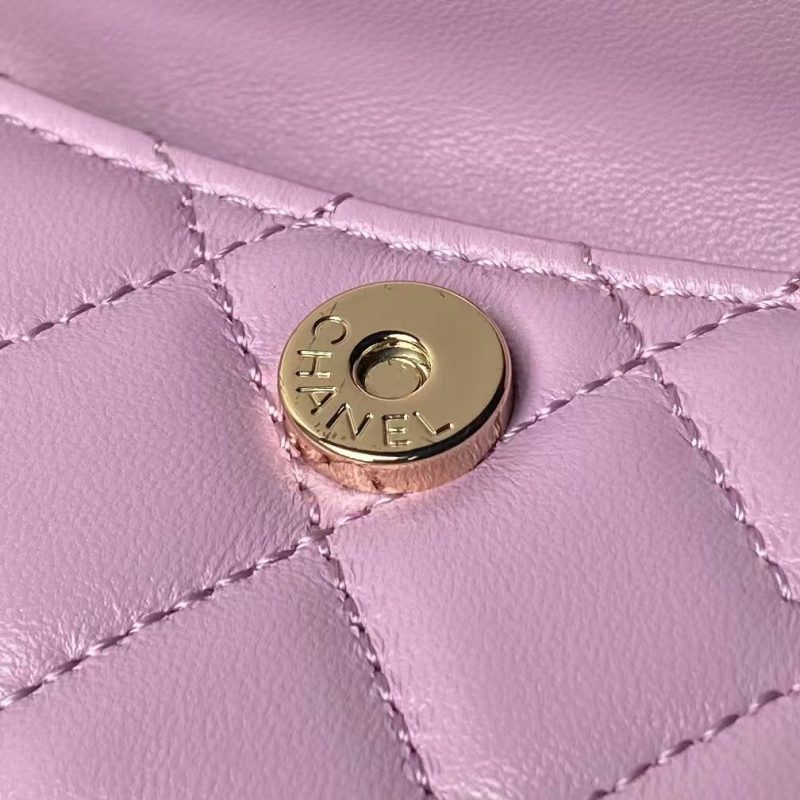 Chanel 24C AP3573 Mini Backpack Lambskin Gold Metal Purple - Image 7