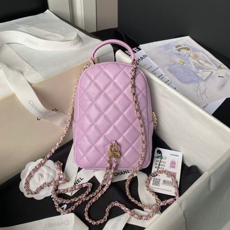 Chanel 24C AP3573 Mini Backpack Lambskin Gold Metal Purple - Image 2