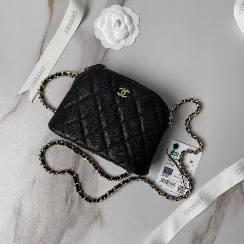 Chanel 24S AP4000 Mini Clutch With Chain Crossbody Bag Black Caviar Light Gold Hardware - Image 7