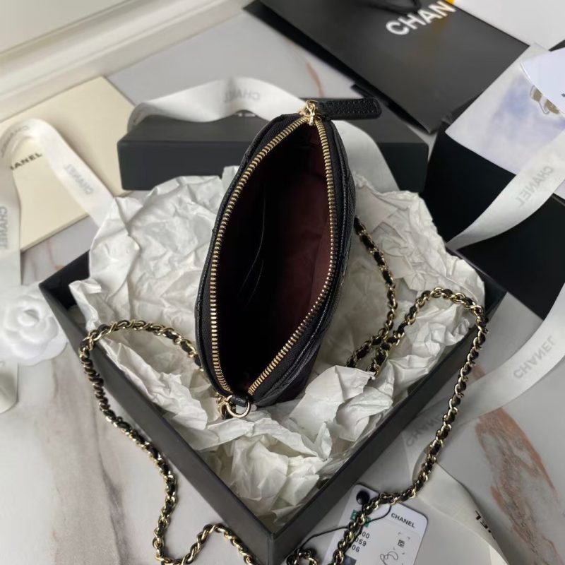 Chanel 24S AP4000 Mini Clutch With Chain Crossbody Bag Black Caviar Light Gold Hardware - Image 4