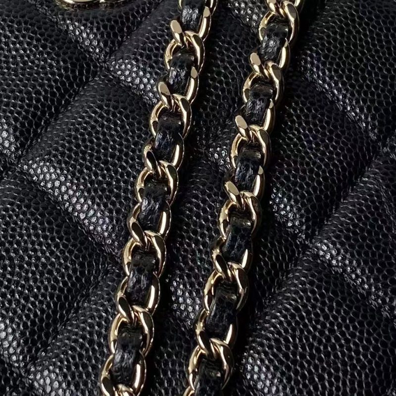 Chanel 24S AP4000 Mini Clutch With Chain Crossbody Bag Black Caviar Light Gold Hardware - Image 6