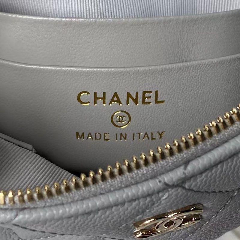 Chanel 24S AP4000 Mini Clutch With Chain Crossbody Bag Grey Caviar Light Gold Hardware - Image 8