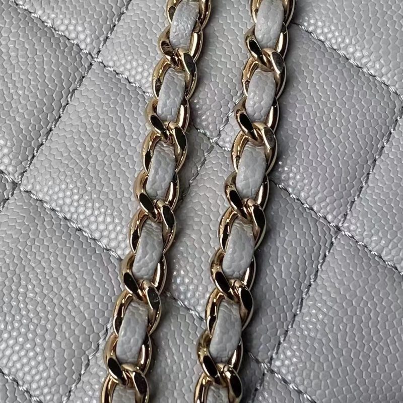 Chanel 24S AP4000 Mini Clutch With Chain Crossbody Bag Grey Caviar Light Gold Hardware - Image 6