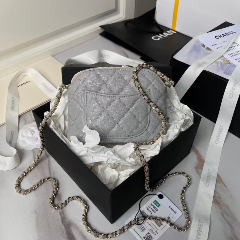 Chanel 24S AP4000 Mini Clutch With Chain Crossbody Bag Grey Caviar Light Gold Hardware - Image 2