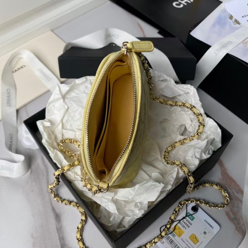 Chanel 24S AP4000 Mini Clutch With Chain Crossbody Bag Yellow Caviar Light Gold Hardware - Image 4
