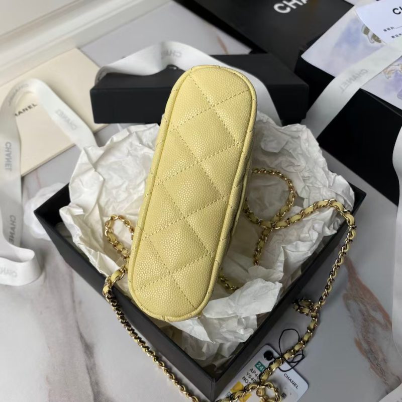 Chanel 24S AP4000 Mini Clutch With Chain Crossbody Bag Yellow Caviar Light Gold Hardware - Image 5