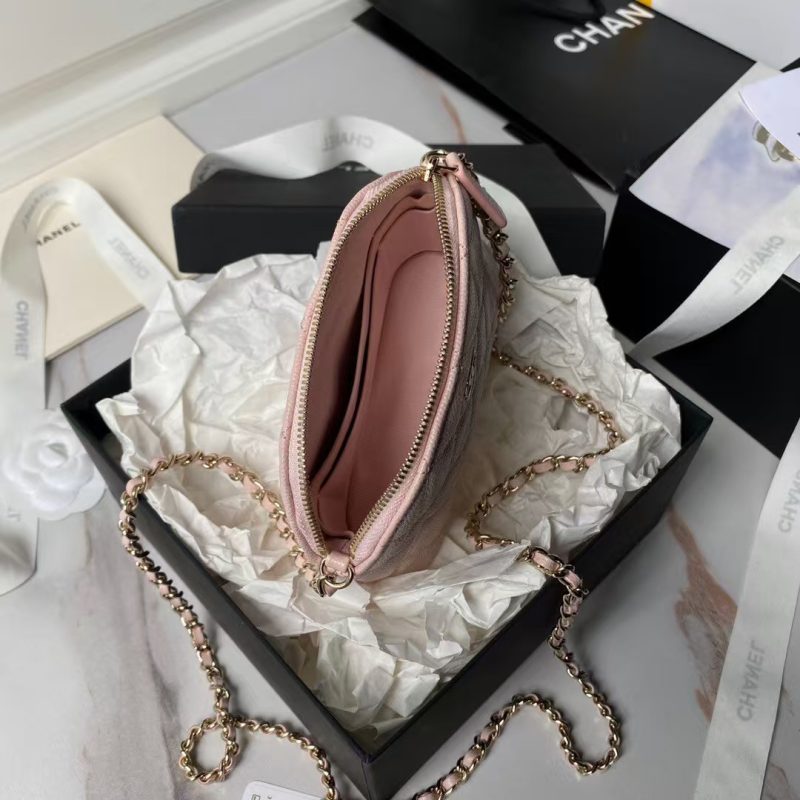 Chanel 24S AP4000 Mini Clutch with Chain Crossbody Bag Light Pink Caviar Light Gold Hardware - Image 4
