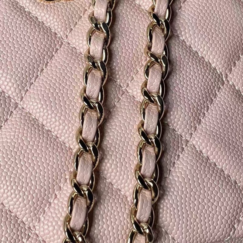 Chanel 24S AP4000 Mini Clutch with Chain Crossbody Bag Light Pink Caviar Light Gold Hardware - Image 6