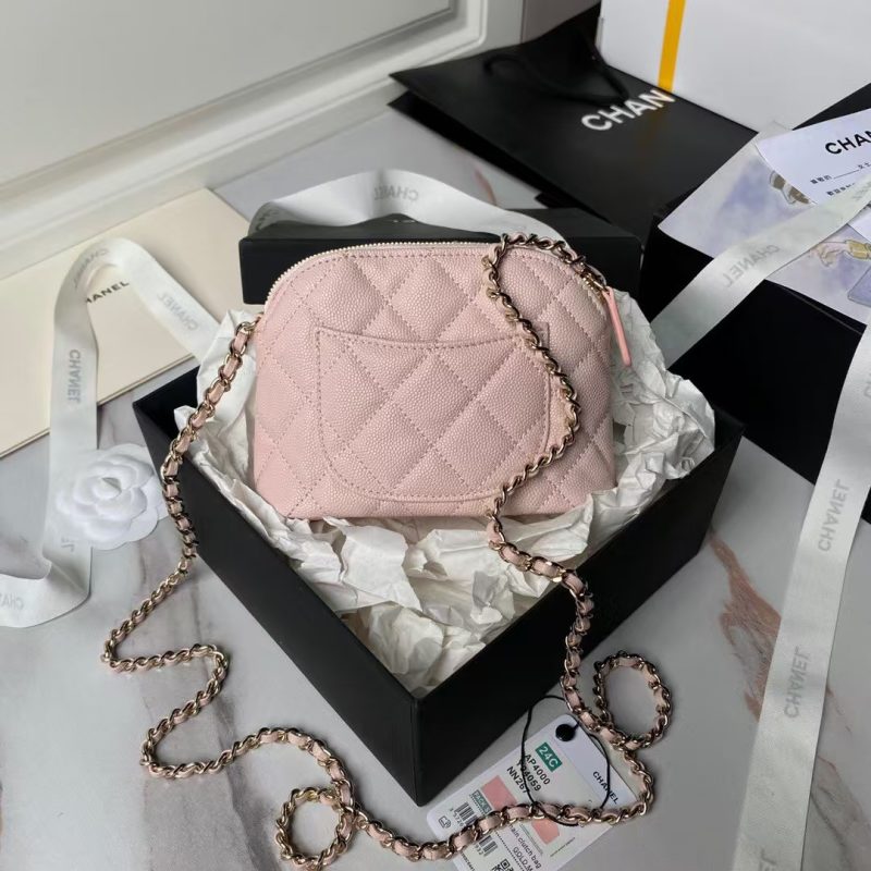 Chanel 24S AP4000 Mini Clutch with Chain Crossbody Bag Light Pink Caviar Light Gold Hardware - Image 2