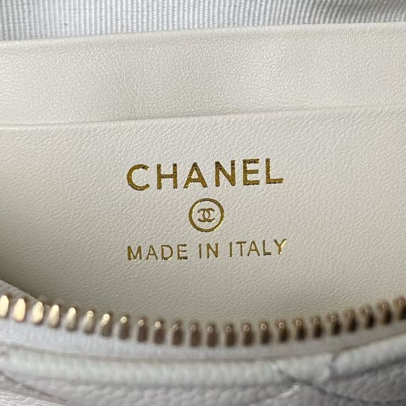Chanel 24S AP4000 Mini Clutch With Chain Crossbody Bag White Caviar Light Gold Hardware - Image 8
