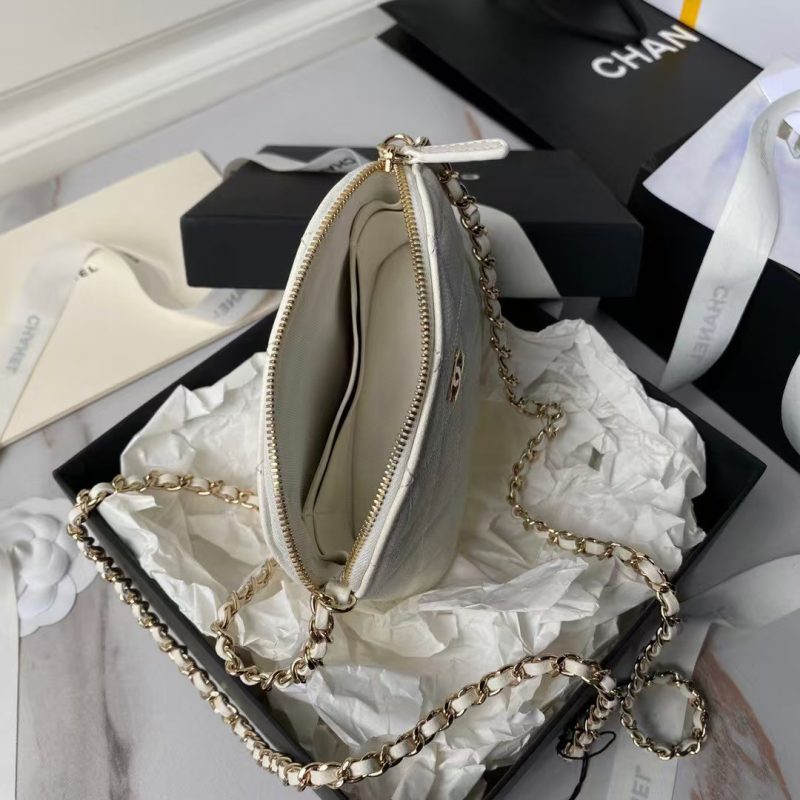 Chanel 24S AP4000 Mini Clutch With Chain Crossbody Bag White Caviar Light Gold Hardware - Image 4