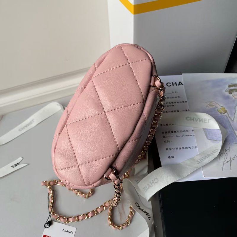 Chanel 24S AS4810 Medium CC Drawstring Backpack Shiny Lambskin Light Gold Hardware Pink - Image 7