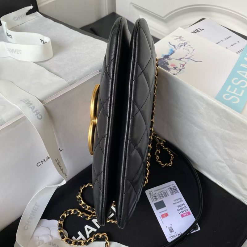 Chanel 24C AS4611 Vintage Logo Lambskin Rectangular Shoulder Bag Black - Image 5