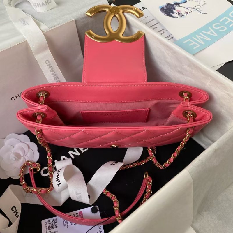Chanel 24C AS4611 Vintage Logo Lambskin Rectangular Shoulder Bag Fuchsia - Image 6