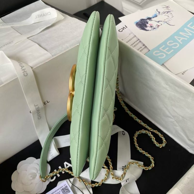 Chanel 24C AS4611 Vintage Logo Lambskin Rectangular Shoulder Bag Green - Image 5