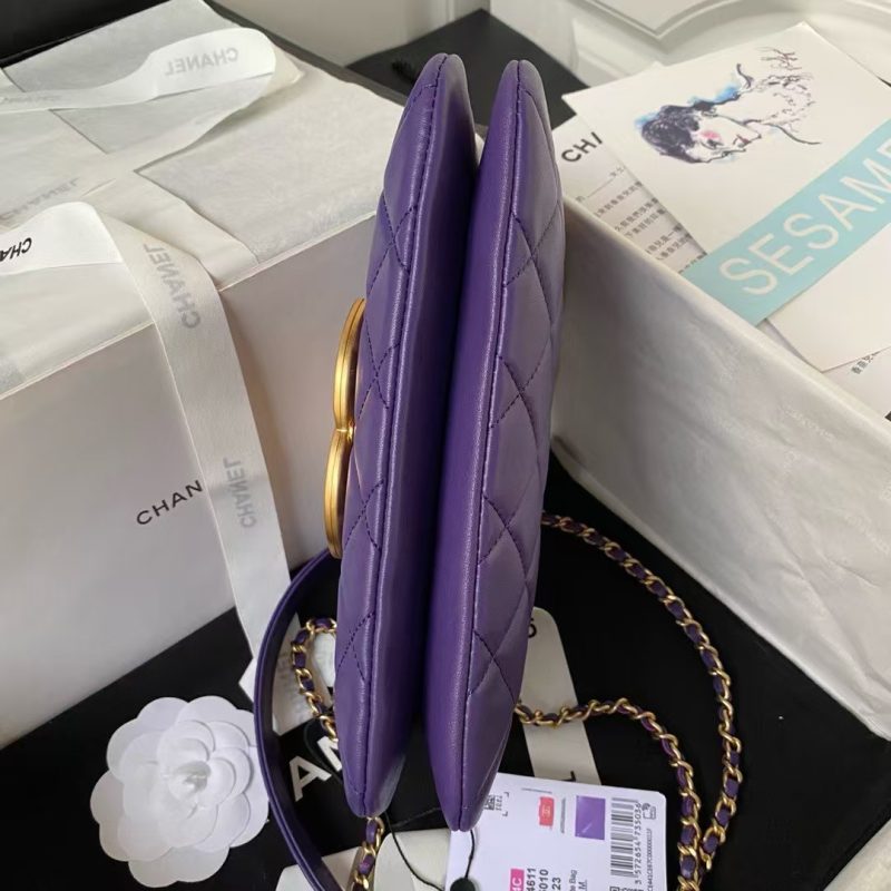 Chanel 24C AS4611 Vintage Logo Lambskin Rectangular Shoulder Bag Purple - Image 5