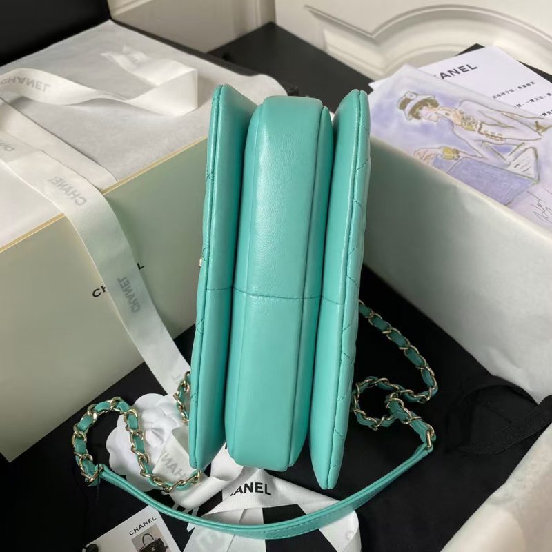 Chanel AS4654 Mini Trendy CC Flap Bag Turquoise Lambskin Light Gold Hardware - Image 5